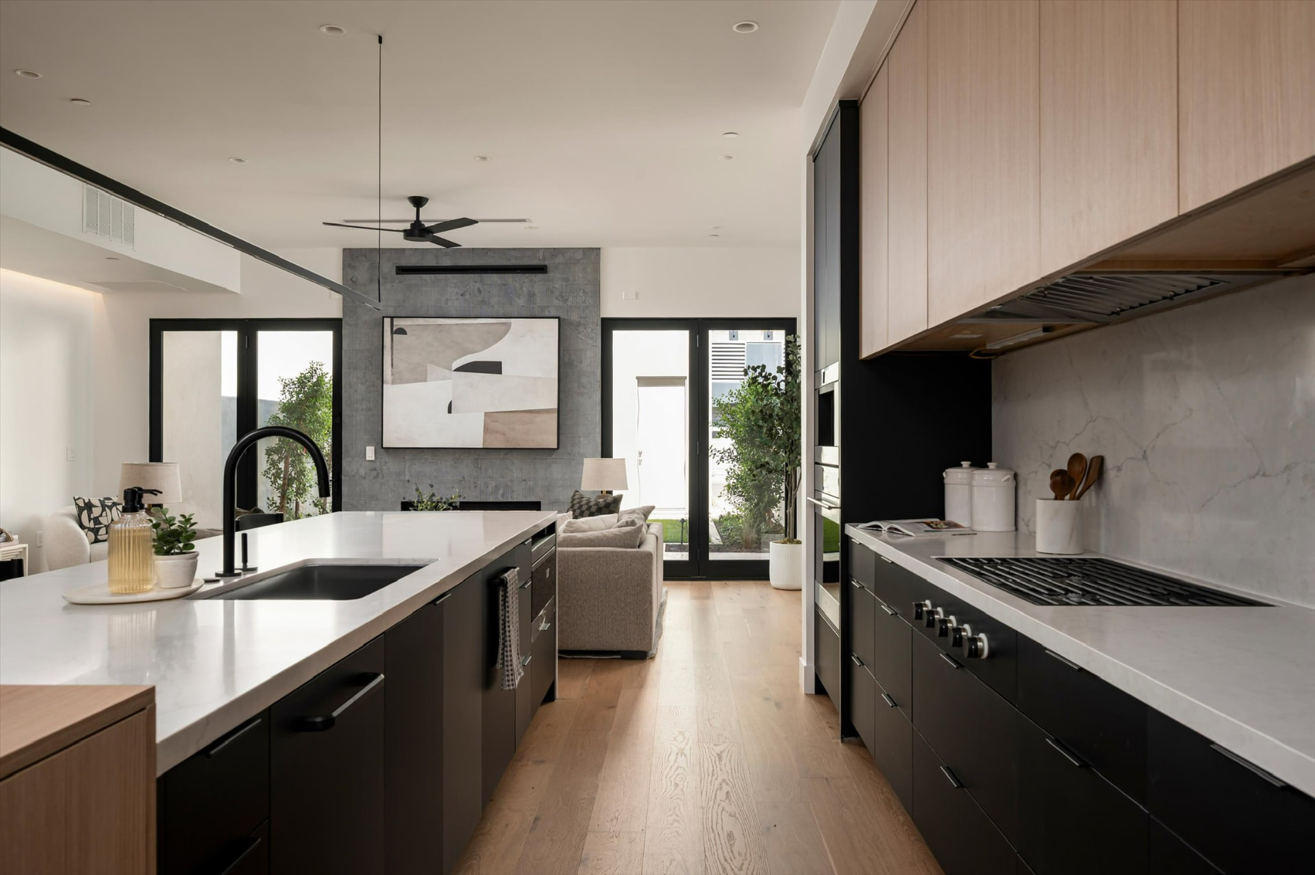 Kitchen overlooking the living room