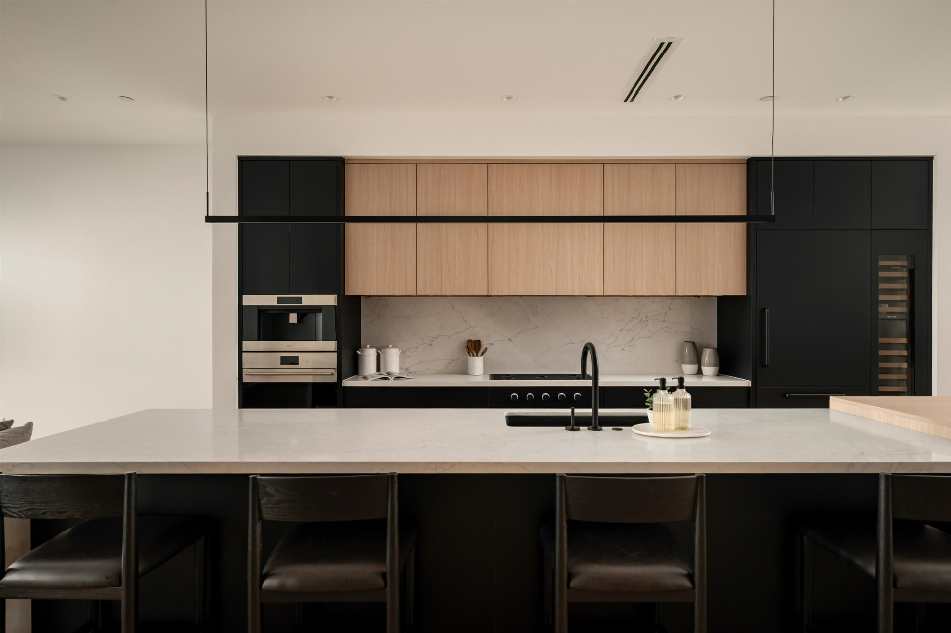Kitchen island and bar seating