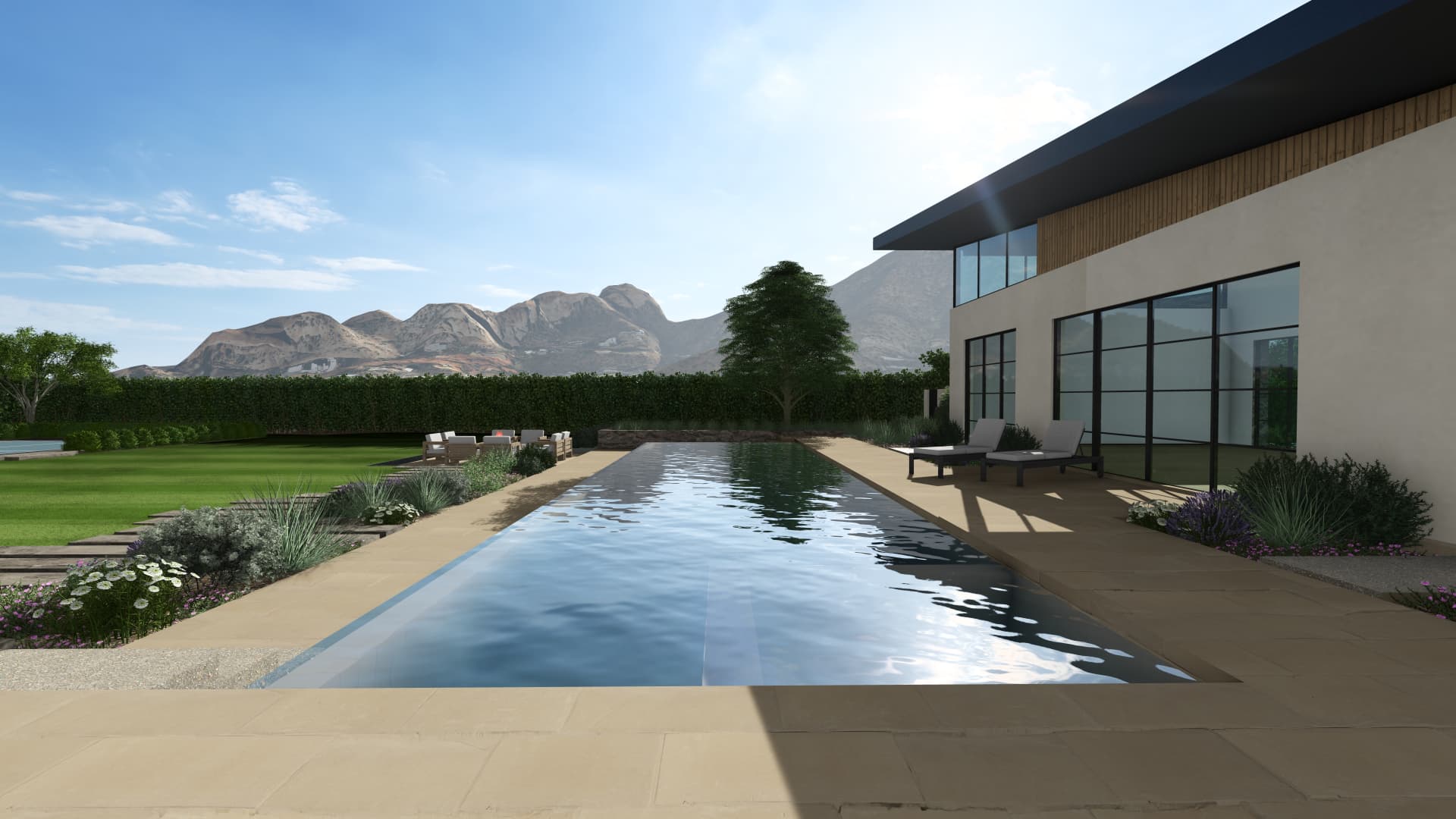 Lap pool beside the west wing