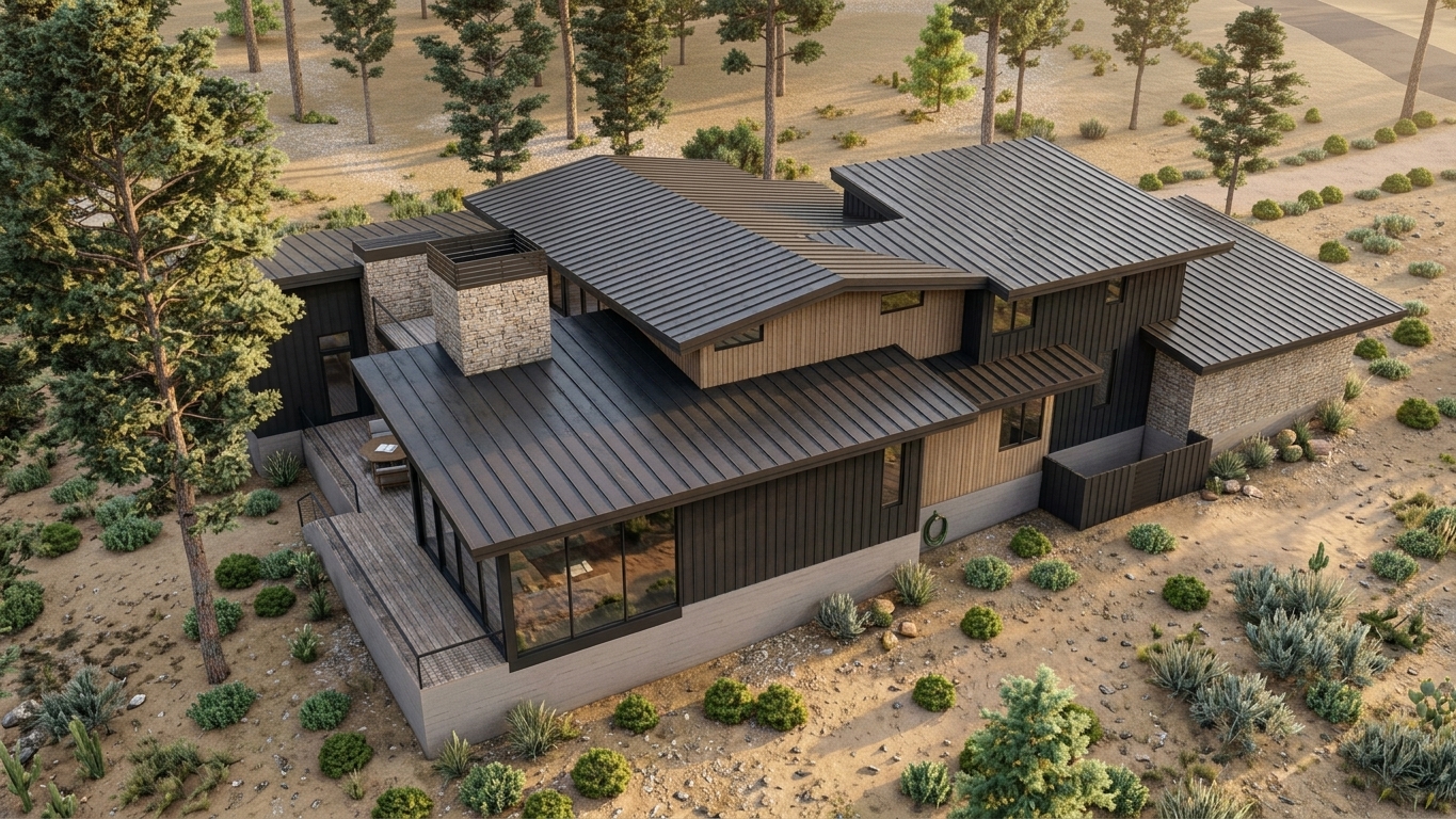 Aerial view of the rear elevation