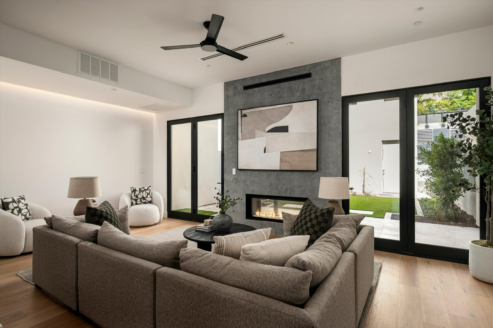 Living room and courtyard doors