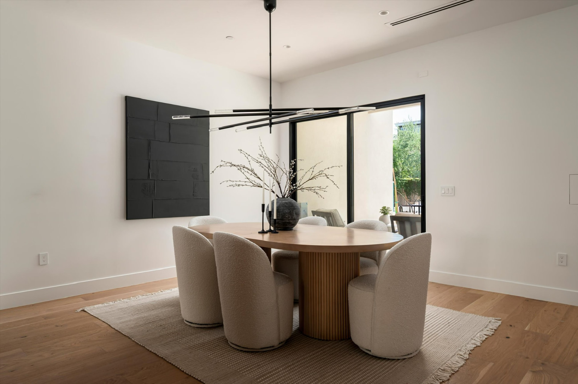 Dining room with courtyard doors