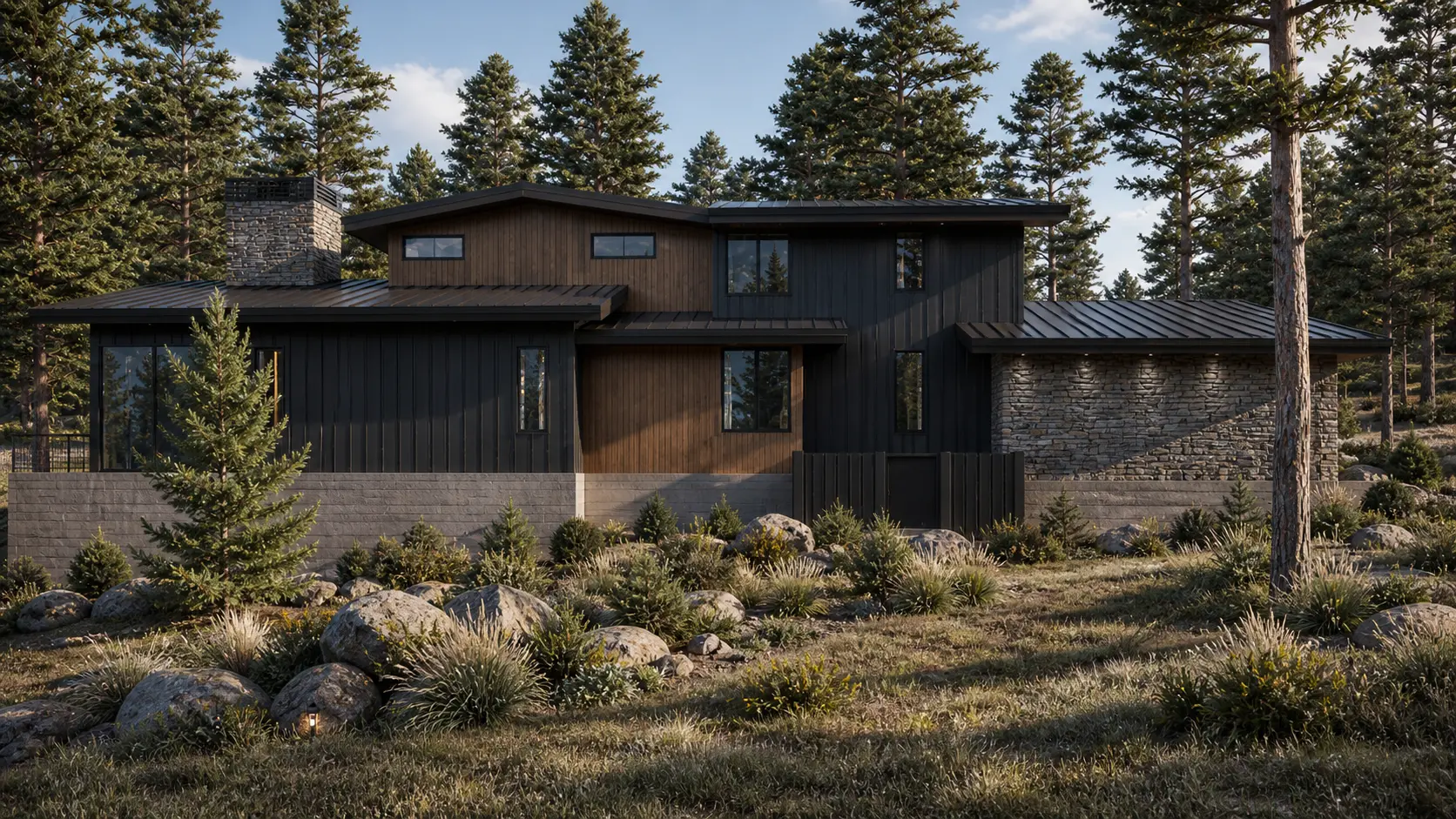 Side elevation among the pines