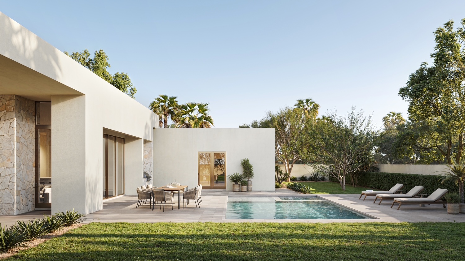 Backyard pool terrace