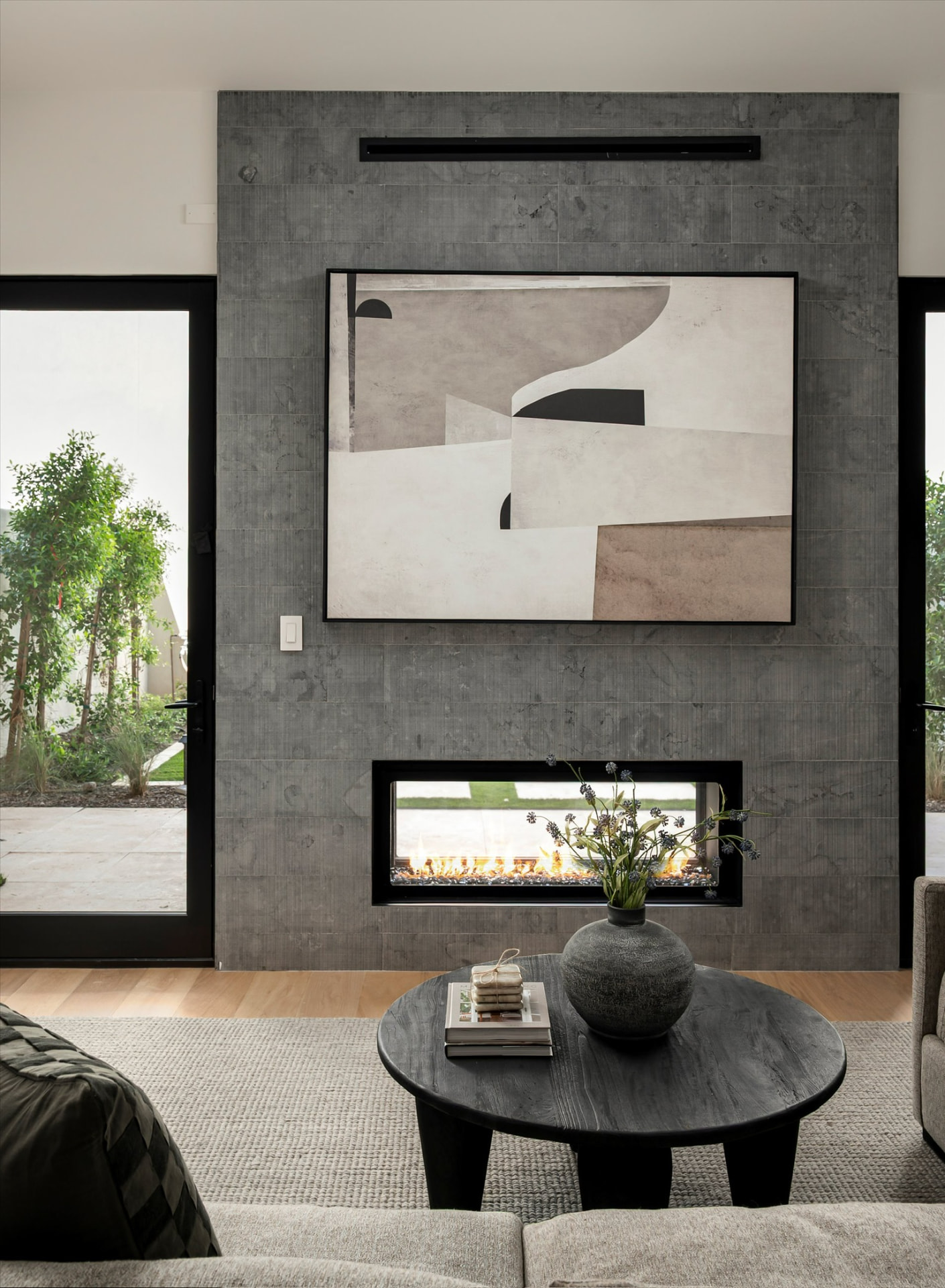 Living room fireplace detail