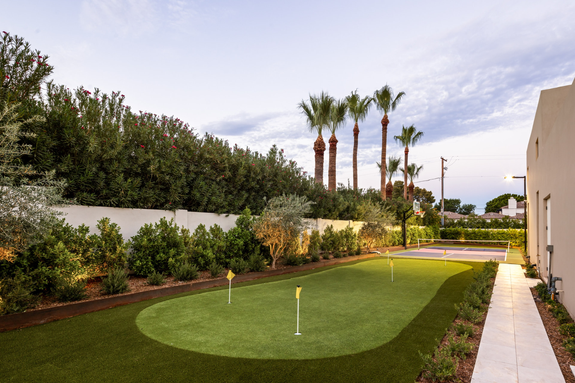 Putting green and garden walk