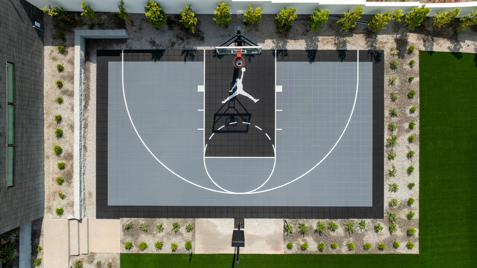 Overhead view of the basketball court