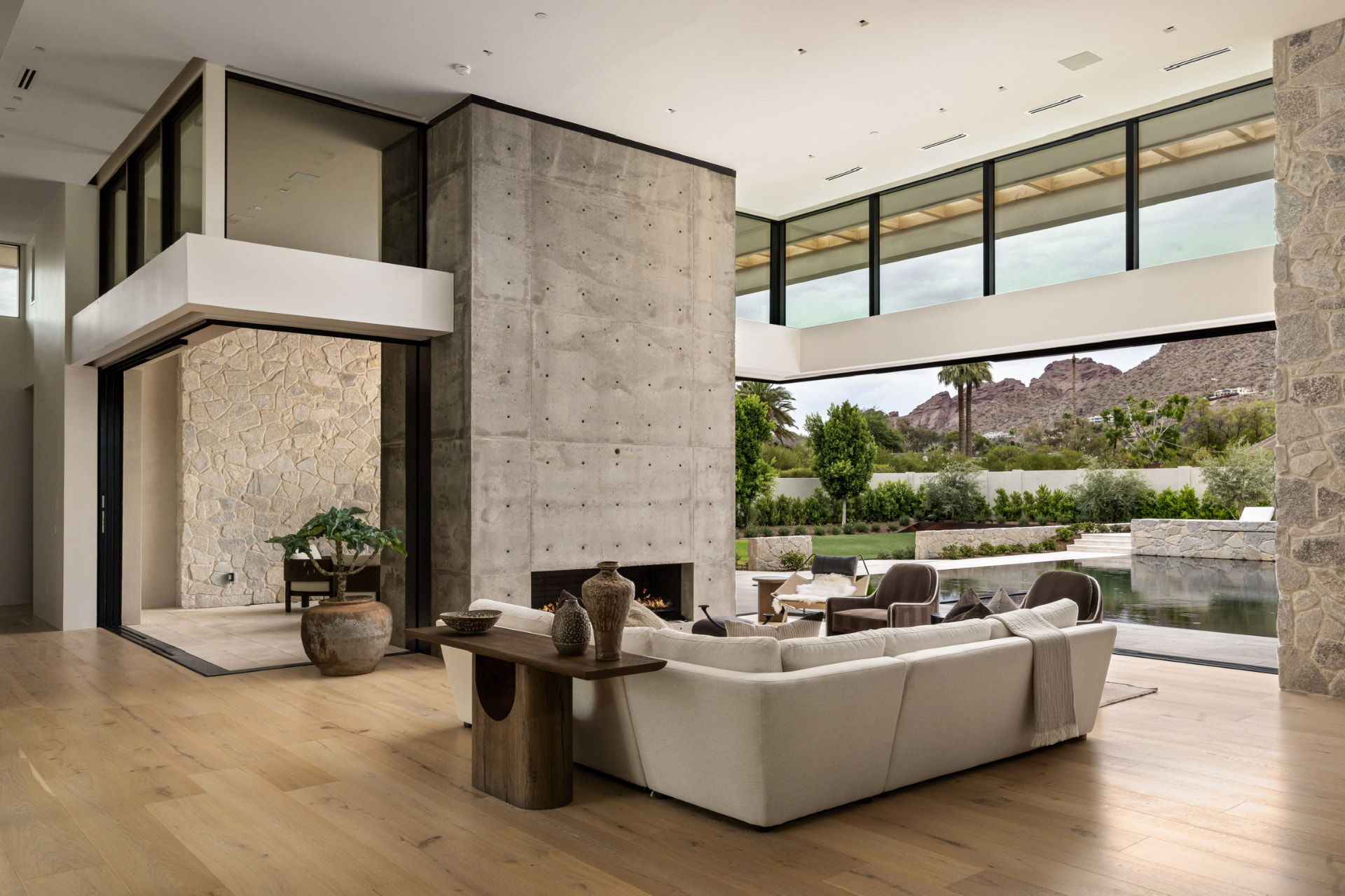Great room opening to the pool and garden