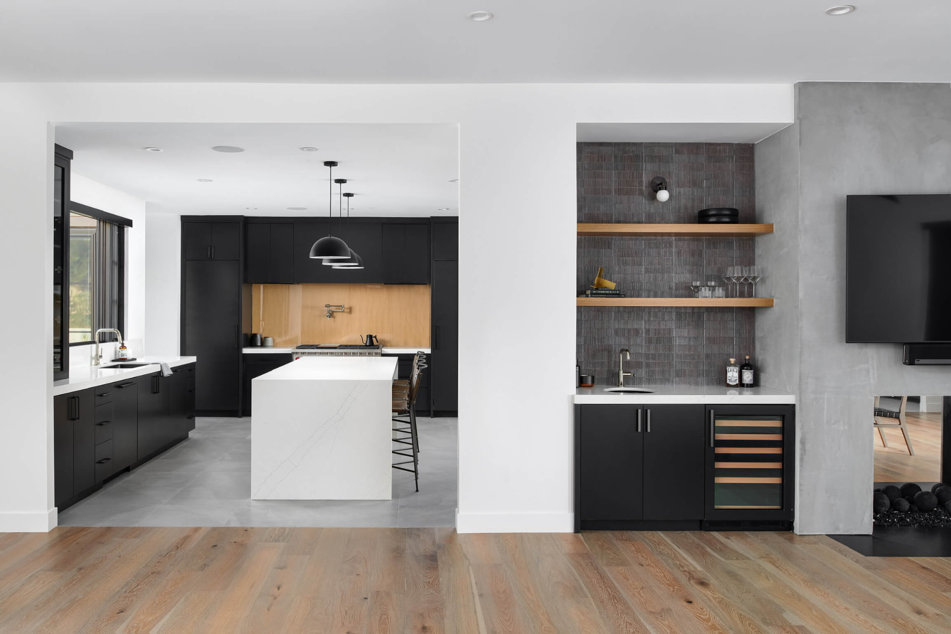 Great room opening to the kitchen