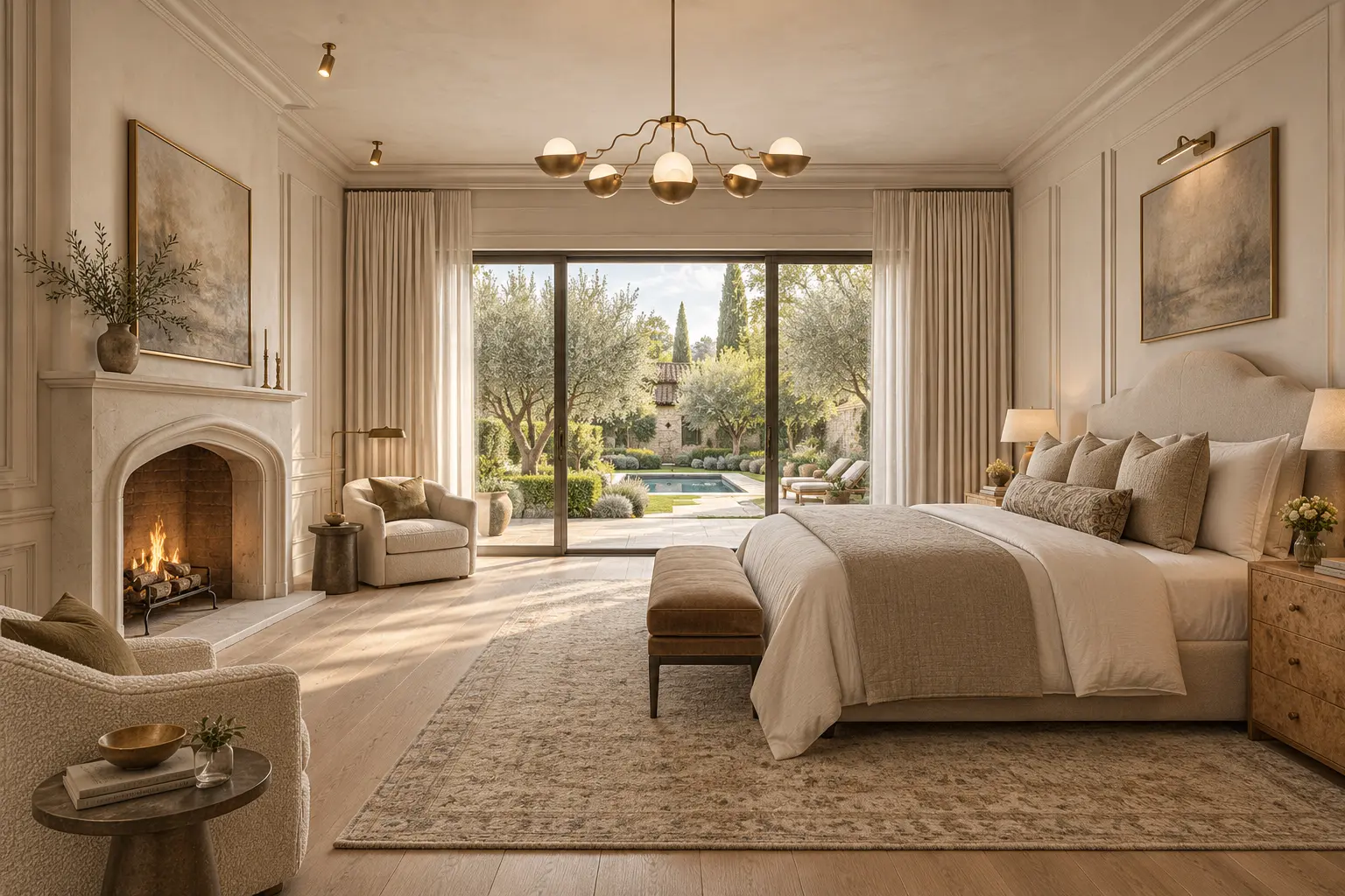 Primary suite overlooking the pool