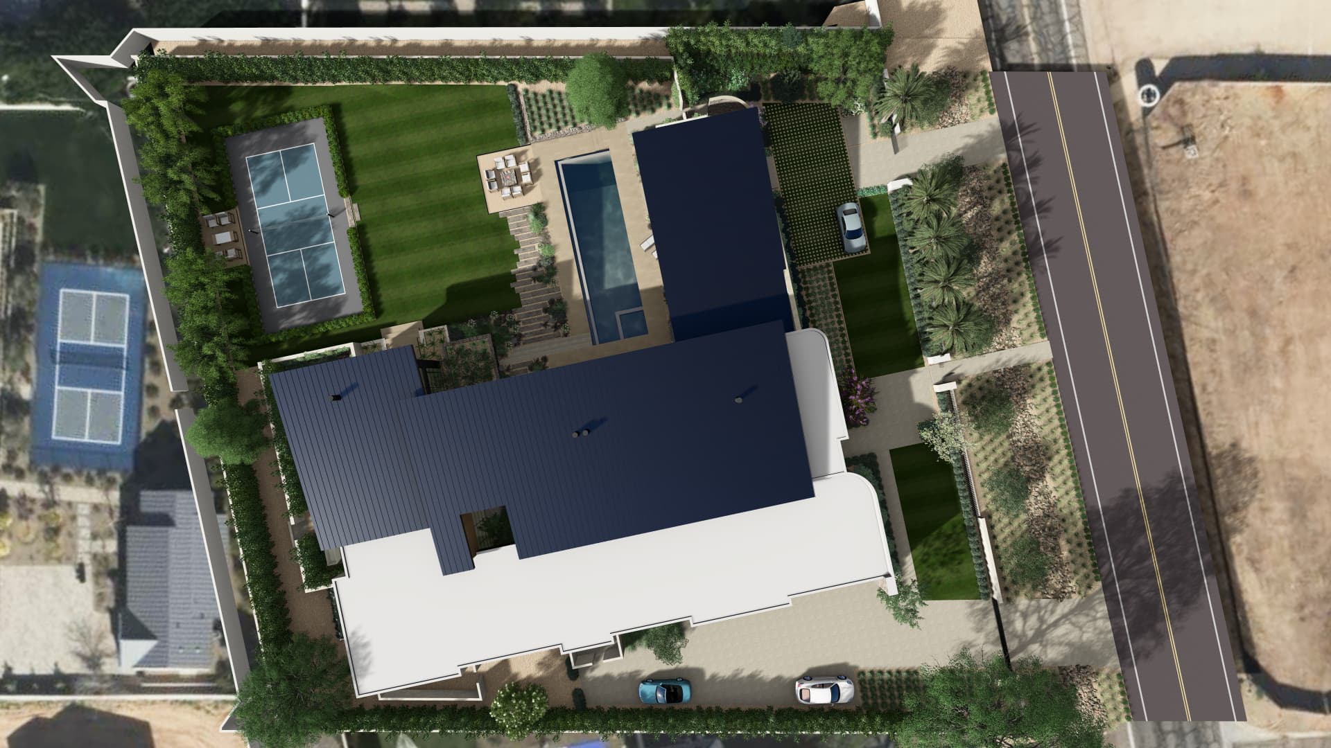 Aerial view of the full site